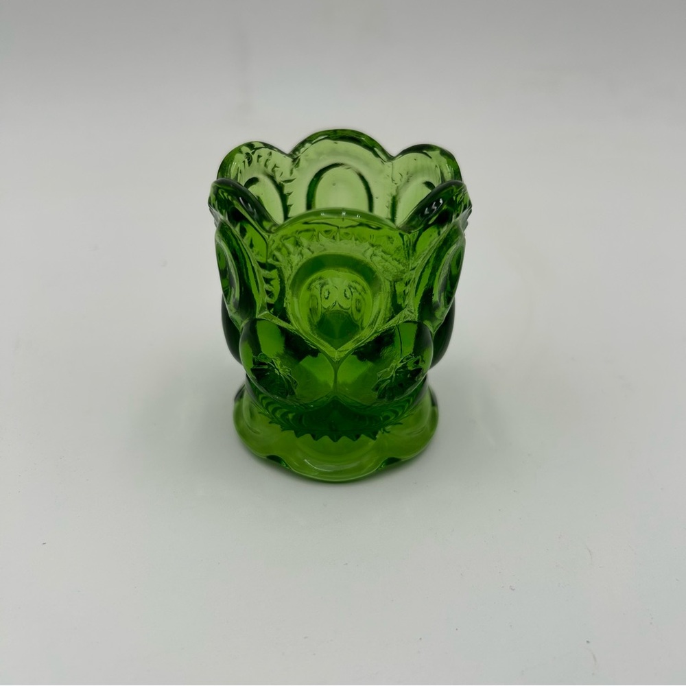 Vintage LE Smith Glass Moon & Stars Toothpick Holders - Green and Blue - Picture 9 of 9